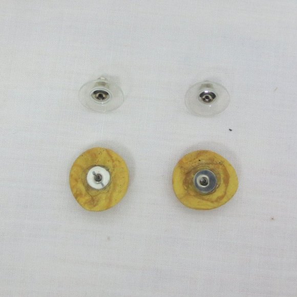 New Hand Crafted Mystical Face Stud Clay Earrings - Picture 3 of 6